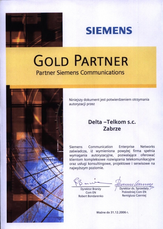 Autoryzacja Siemens Gold Partner