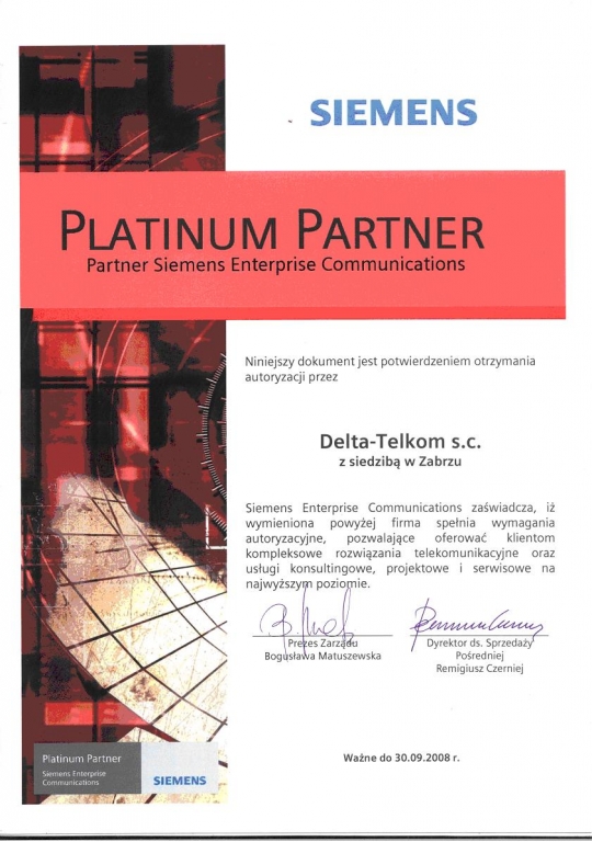 Autoryzacja Siemens Platinum Partner