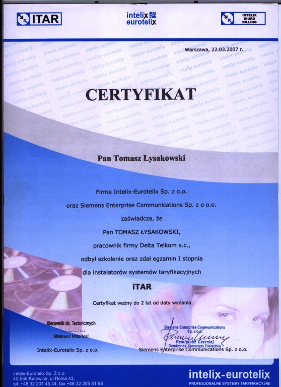 Instalator systemów taryfikacyjnych ITAR